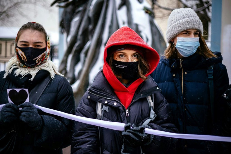 The Moscow protest took place in temperatures of minus 13 degrees Celsius (8 degrees Fahrenheit)