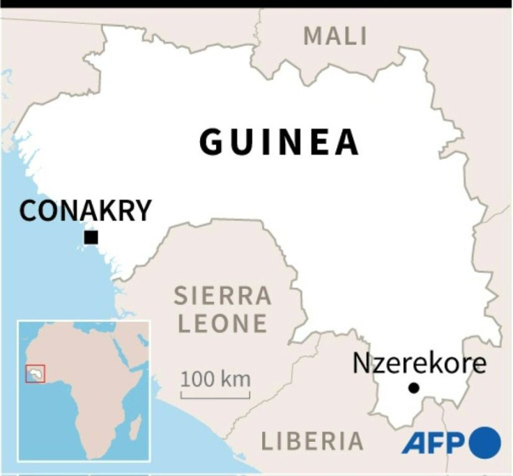 Map of Guinea showing where a number of people have died from Ebola, the first since 2016.