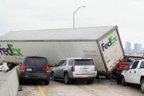 Icy roads caused a more than 100-vehicle pileup near Fort Worth, Texas last week