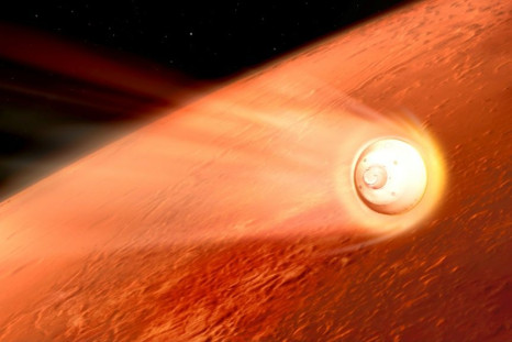 A NASA illustration of the Mars 2020 spaceship during its descent into the Martian atmosphere