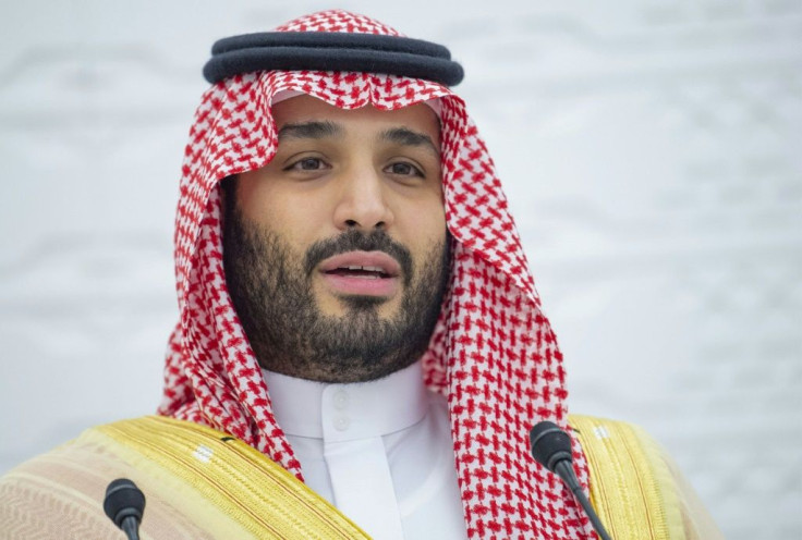 Saudi Crown Prince Mohammed bin Salman addressing a remote press conference at last November's G20 summit in the capital Riyadh