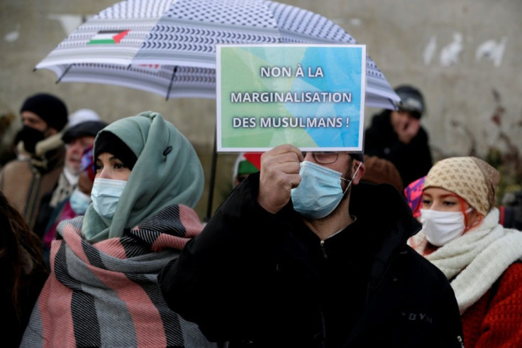 Protesters demonstrate against a French bill dubbed as "anti-separatism" in Paris earlier in the week.