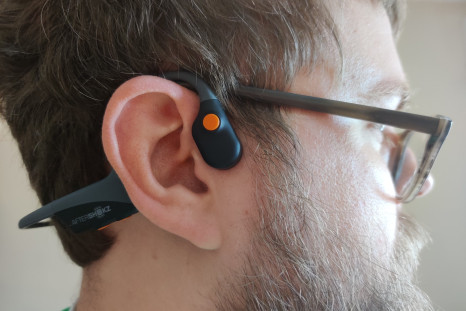 The AfterShokz OpenComm headset offers surprisingly great sound quality without touching your ears