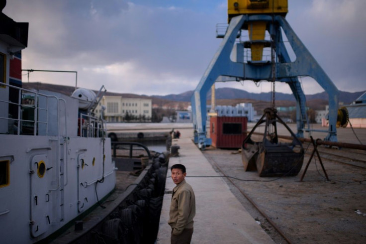 Hobbled by sanctions: a boat at quayside in North Korea's Rajin