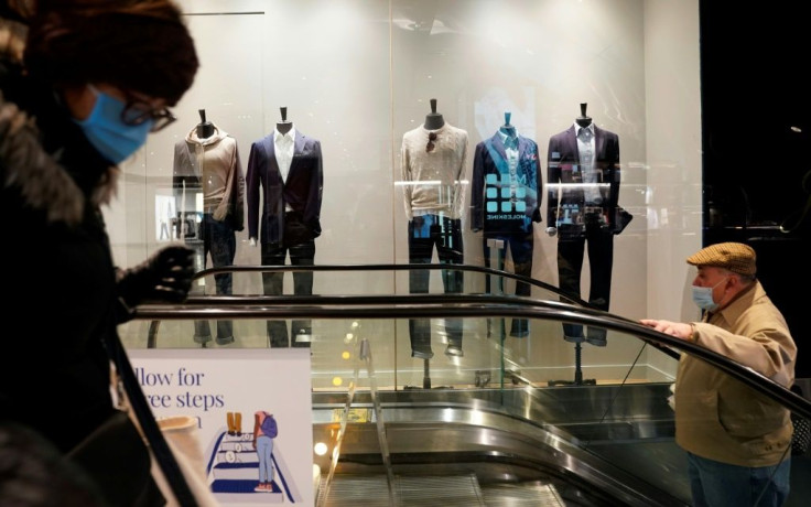 Casual men's outfits on display in a store in New York on 15 February 2021