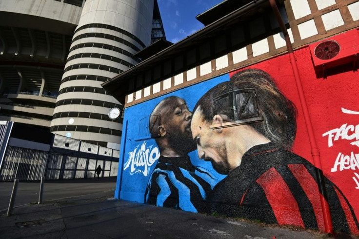 A mural of Lukaku and Ibrahimovic's recent clash has appeared on a wall outside San Siro, just as Inter and AC Milan prepare to clash in the derby