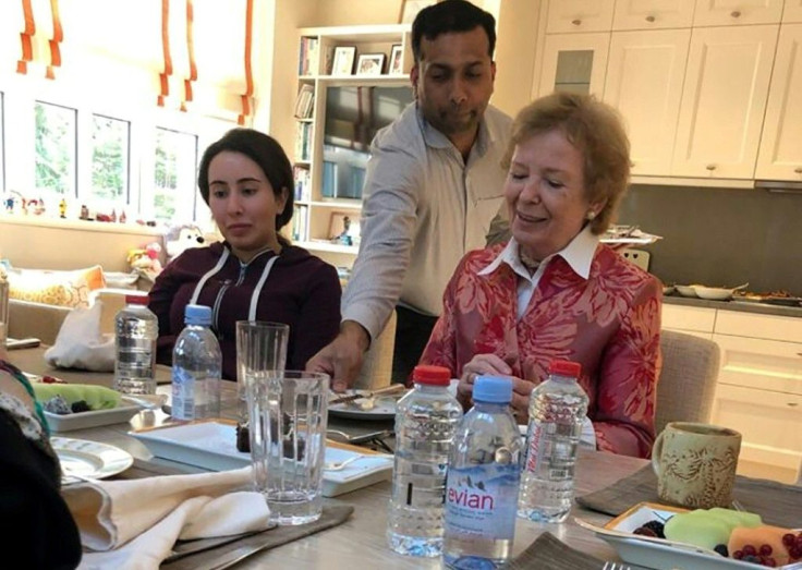 Sheikha Latifa, left, is pictured with former Irish president Mary Robinson in Dubai in 2018