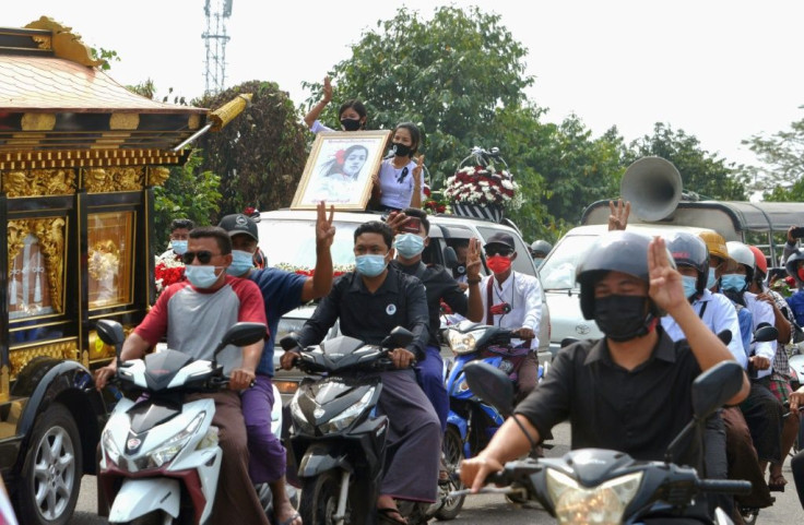 Demonstrators have in recent days hoisted photos of Mya Thwate Thwate Khaing in street marches