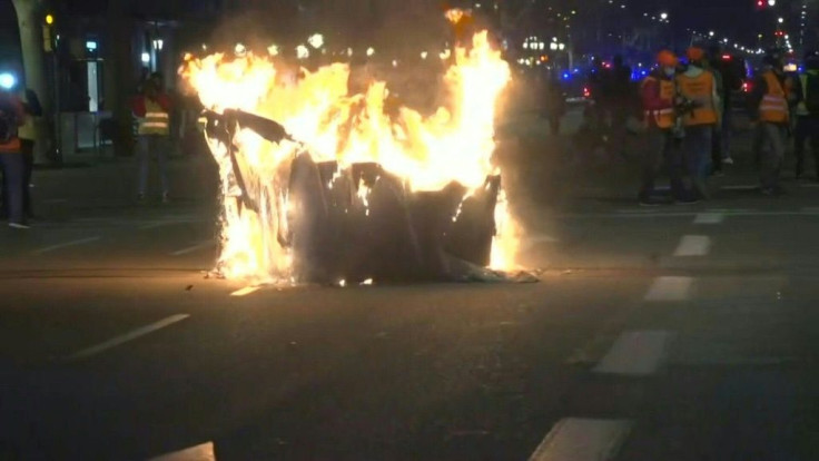 Police arrested 38 people during Saturday night's protests across Catalonia