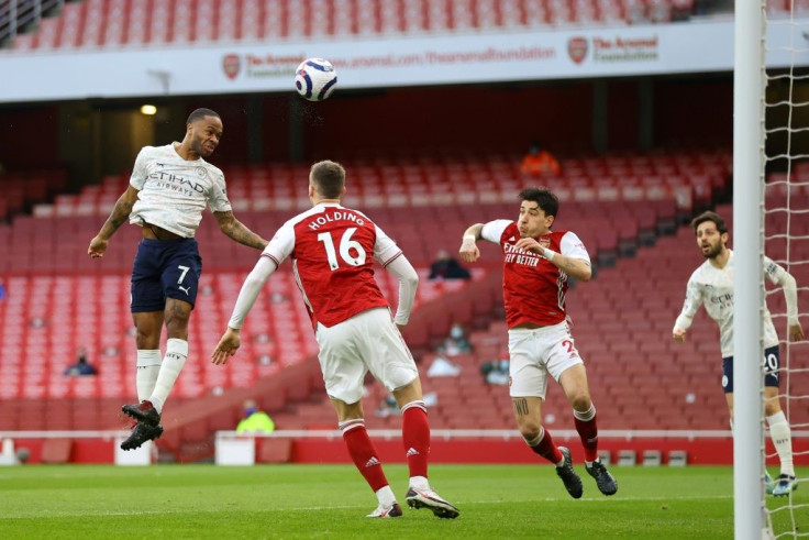 Rising Raheem: Sterling (left) scored the only goal as Manchester City beat Arsenal 1-0