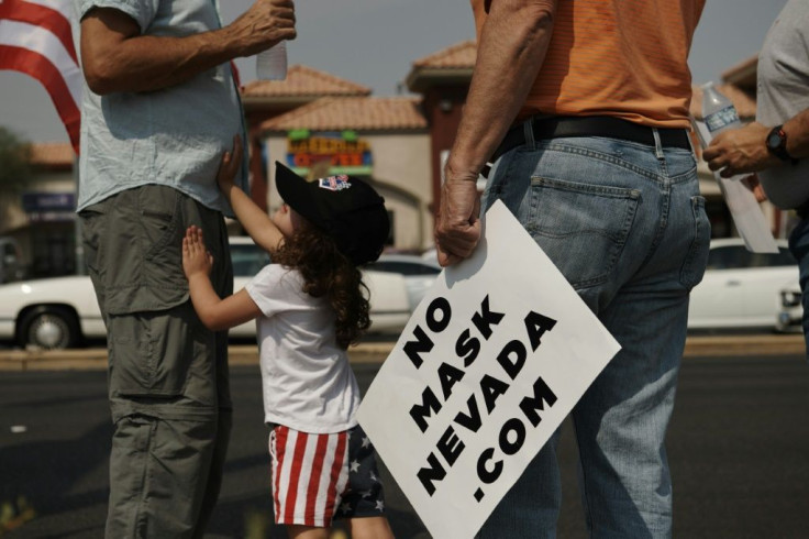 A protest against masks in Las Vegas on 22 August 2020