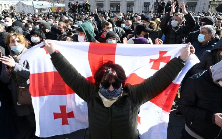 Demonstrators are calling for the release of detained Georgian politician Nika Melia and early elections