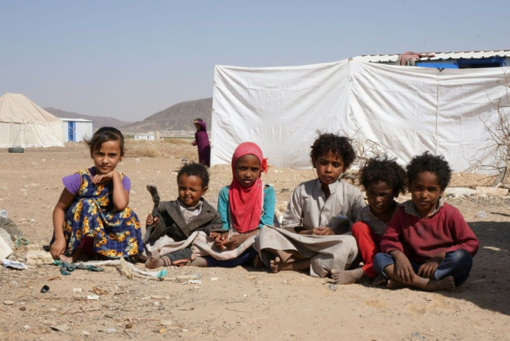 A tent in the Yemeni desert is not much of a home but as advancing Huthi rebels draw ever closer to the nearby city of Marib these children face being forced onto the road again with all of its attendant dangers