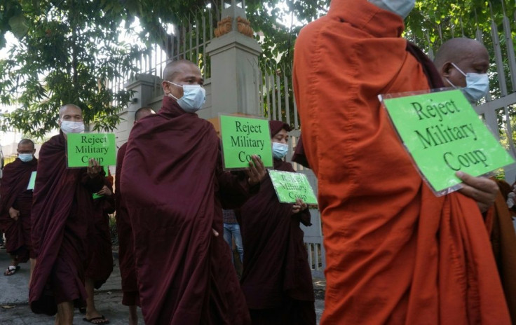 Buddhist monks have also joined protests against the military coup