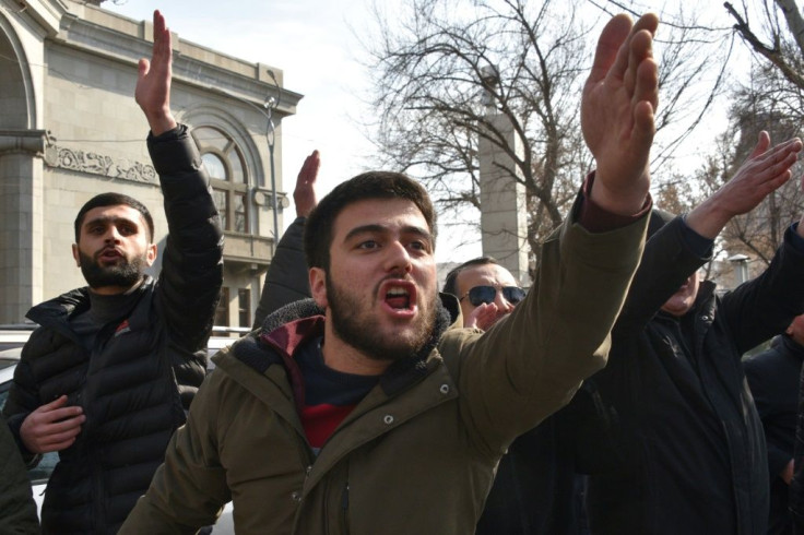 Opposition supporters demand the resignation of Prime Minister Nikol Pashinyan