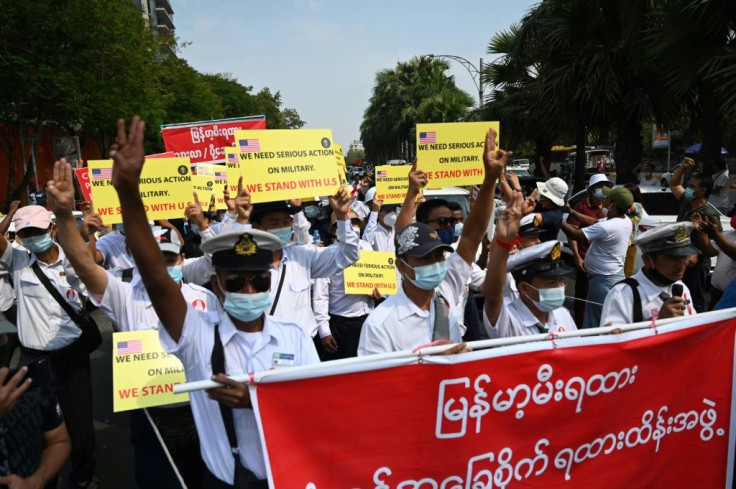 Myanmar's railway staff, teachers, doctors and government administrators are among the civil servants on strike to protest military rule