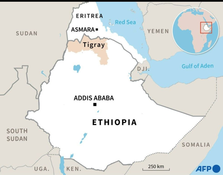 Map showing Eritrea, Ethiopia and the Tigray region.