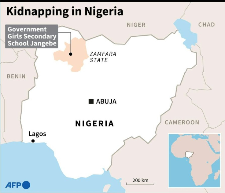 Map of Nigeria locating the site of the latest feared kidnapping of school students