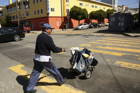 A mail carrier in San Francisco, 2009.