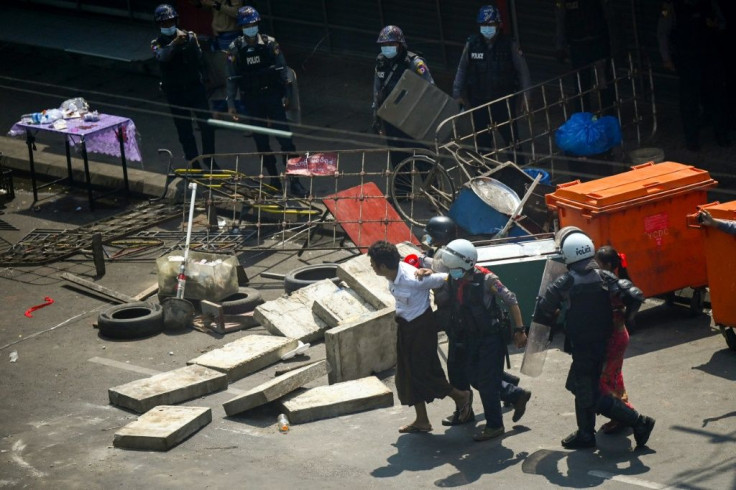 Myanmar police moved in to break up an anti-coup protest in Yangon, using rubber bullets to disperse demonstrators