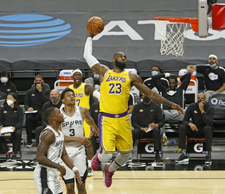 National Basketball Association superstar LeBron James seen during a game in San Antonio, Texas, on December 30, 2020