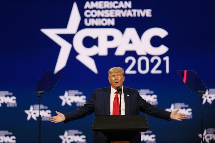 Former president Donald Trump addresses the Conservative Political Action Conference in Orlando, Florida