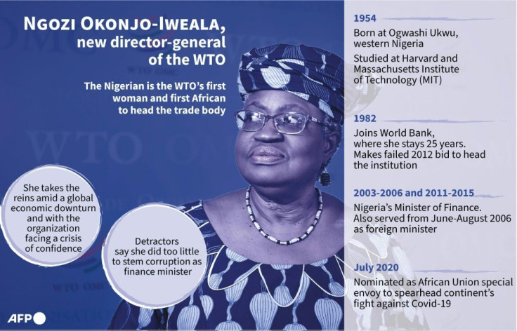 Profile of Nigeria's Ngozi Okonjo-Iweala, who takes office on March 1 as the World Trade Organization's first African and female head.
