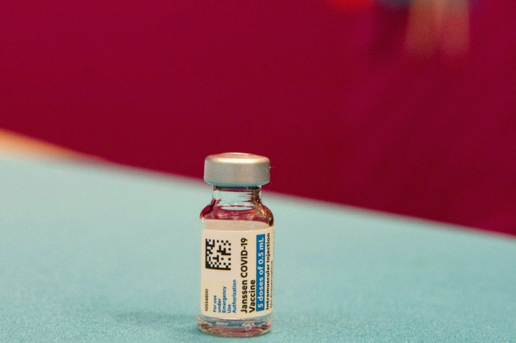 A vial of the Johnson  & Johnson Covid-19 vaccine at Hartford Hospital, Connecticut -- some 7,400 vials were delivered and an initial offering of the vaccine was given to ten members of the public