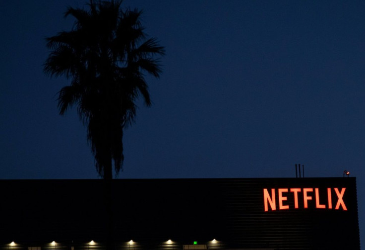 The Netflix logo sign is seen on top ot its office building on February 4, 2021 in Hollywood, California