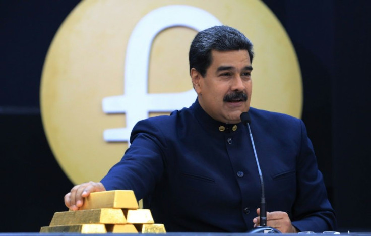 Venezuela President Nicolas Maduro speaking in March 2018 alongside gold ingots