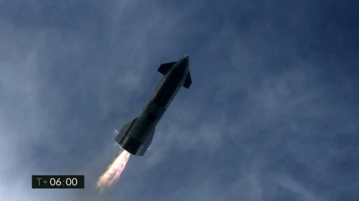 SpaceX's live webcast shows the Starship SN10 prototype as it prepares to land in South Texas near Boca Chica on March 3, 2021