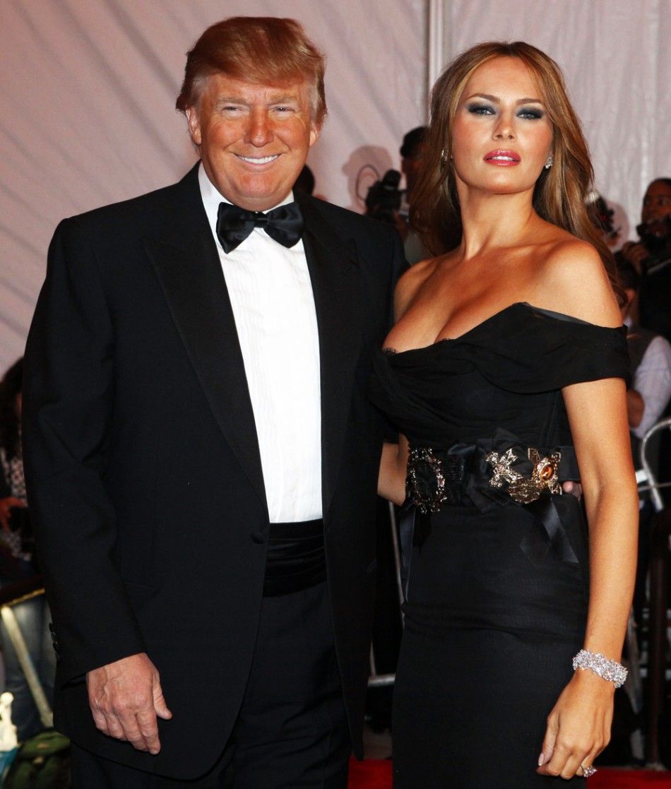 Donald Trump and his wife Melania pose at the Metropolitan Museum of Art Costume Institute Gala, The Model As Muse Embodying Fashion in New York