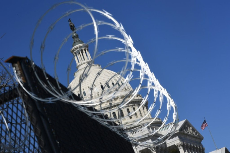 Heightened security: razor wire and fencing near the US Capitol