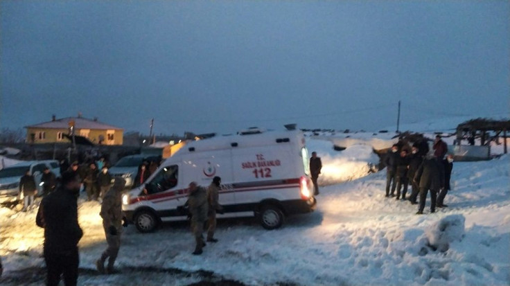 Television images from the crash site showed the ground blanketed in snow