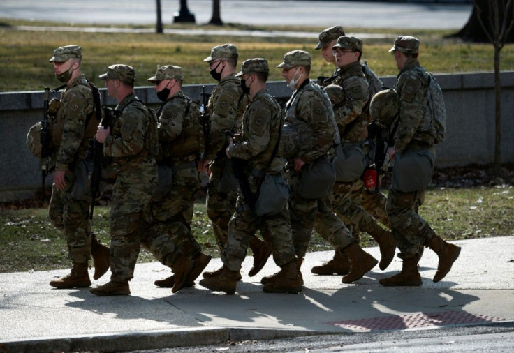 Members of the US National Guard on the grounds of the US Capitol amid heightened security warnings