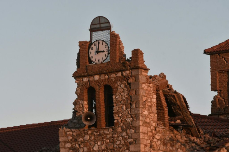 A church was damaged in the village of Mesohori, near the town of Tyrnavos, after a strong 6.3-magnitude earthquake hit the Greek central region of Thessaly on March 3, 2021