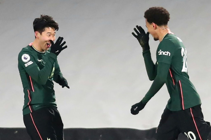 Half the fab four: Son Heung-min (left) and Dele Alli (right) combined for Tottenham's opening goal at Fulham