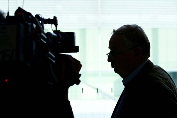 The co-leader of the parliamentary group of the Alternative for Germany (AfD) far-right party Alexander Gauland leaves a press conference this week