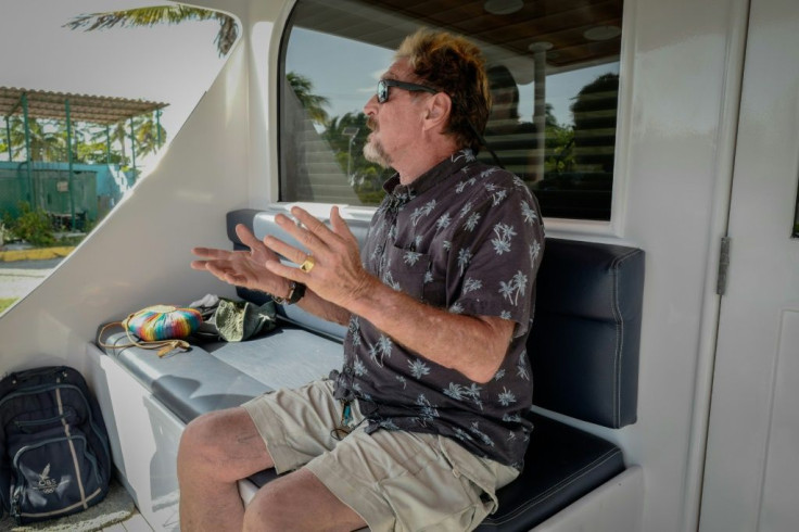 John McAfee, founder of a security software firm which he no longer owns, is seen on his yacht anchored at the Marina Hemingway in Havana, on June 26, 2019