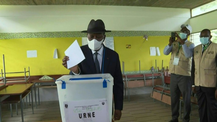 Ivory Coast President Alassane Ouattara votes