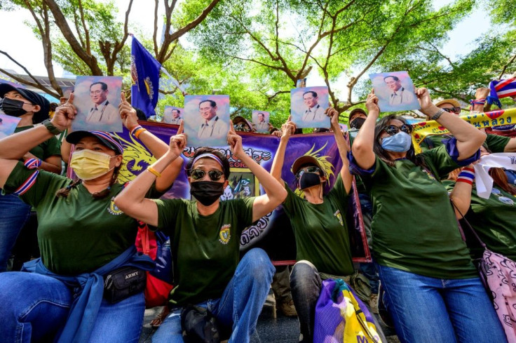 Pro-monarchy activists also rallied in Bangkok on Saturday