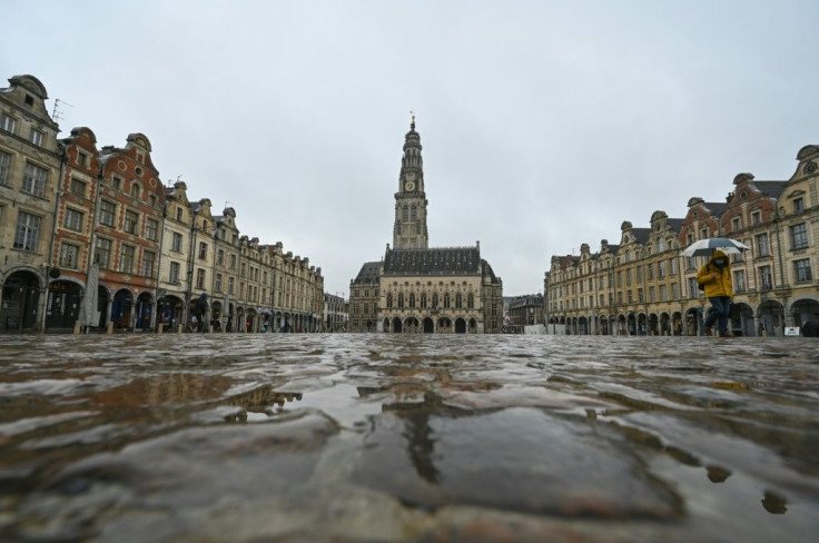 The centre of Arras, in Pas-de-Calais, was virtually empty as the weekend lockdown came into effect