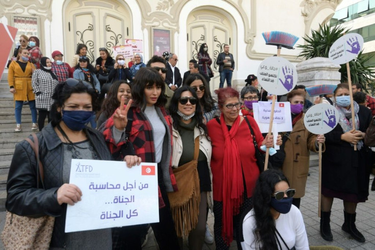 Tunisians demonstrated in the capital Tunis against violence against women ahead of International Women's Day this year