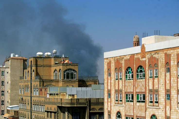 Smoke billows following a reported airstrike by the Saudi-led coalition in the Yemeni capital Sanaa
