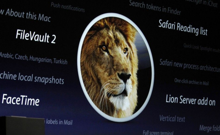 Screen projection of the OS X Lion features is pictured during the Apple Worldwide Developers Conference in San Francisco.