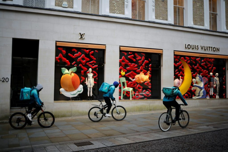 Deliveroo riders in central London where the company plans a major stock market listing