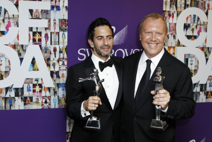 Designers Jacobs and Kors pose with their awards at the backstage during the CFDA fashion award gala in New York 