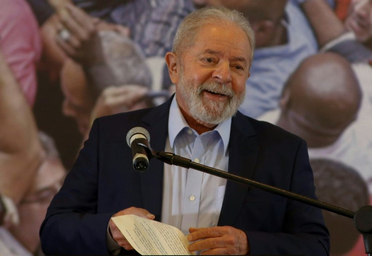 Brazil's former president Luiz Inacio Lula da Silva, seen here speaking at a press conference on March 10, 2021, has jumped back into politics after a court annulled his corruption convictions