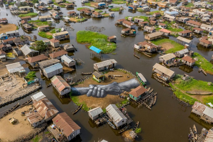 Ganvie village's houses are built on stilts in Lake Nokoue