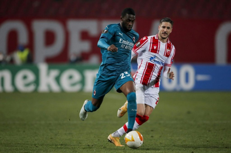 AC Milan's English defender Fikayo Tomori (L) arrived on loan in January.